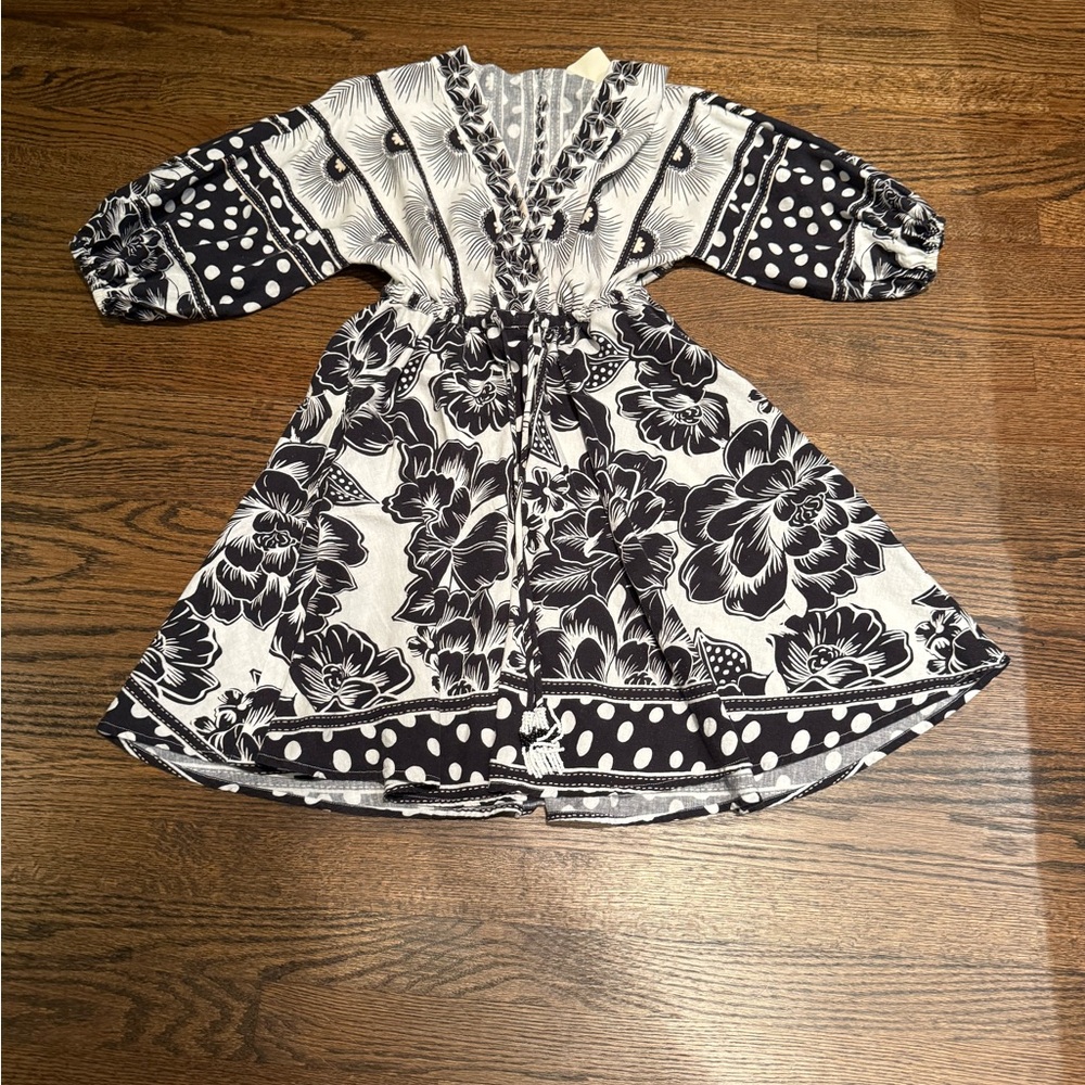 Anthropologie Black and White Floral Dress